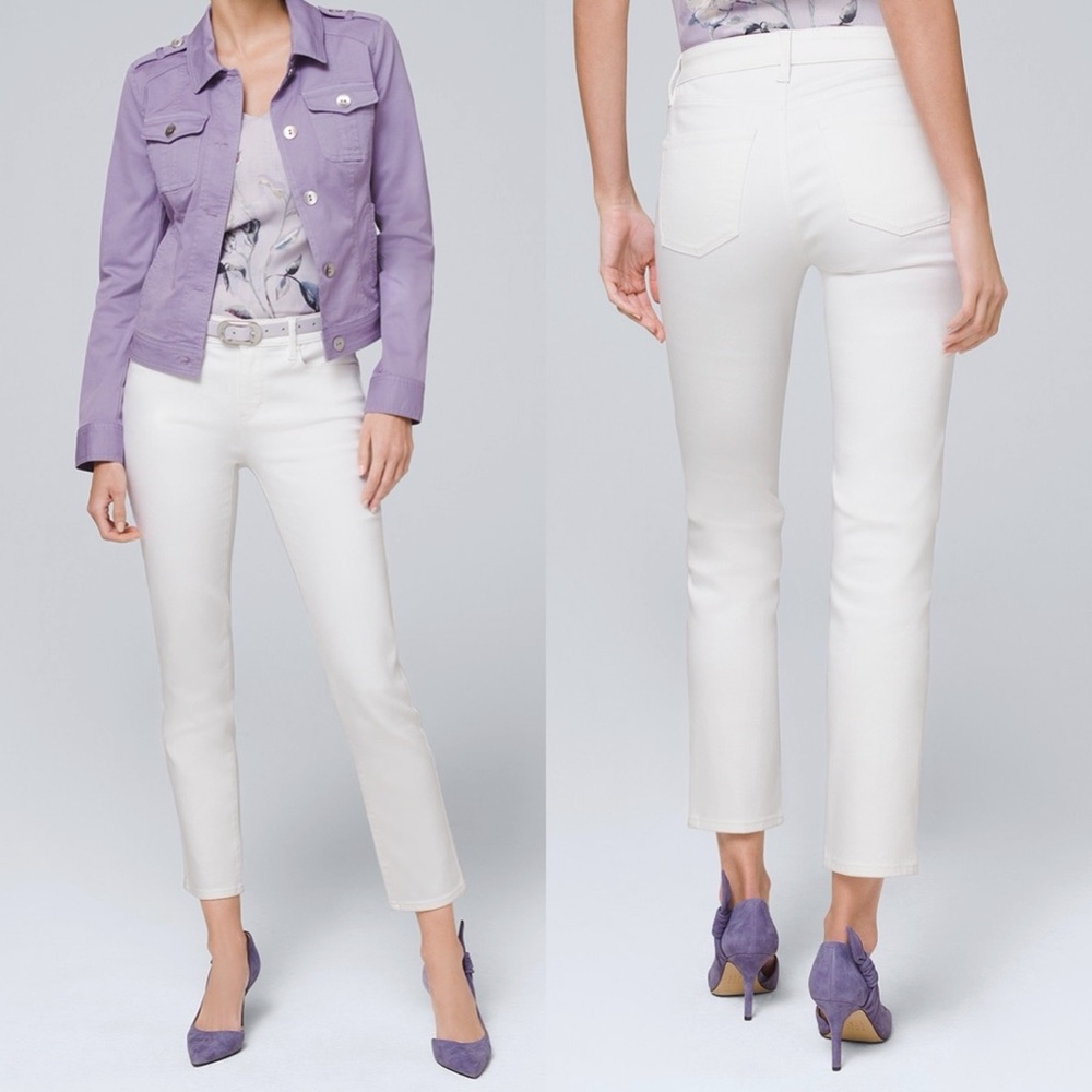 NWT WHBM Essential Slim Crop White Jeans Size 4